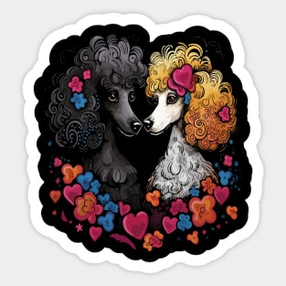 Poodle Couple Valentine Sticker